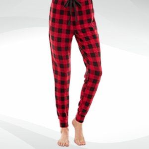 NWT Jaclyn Intimates Super Stretch PJ Bottoms, Red/Black Buffalo Checker, Size S